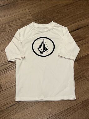 Volcom White Short Sleeve Logo Rash Guard for Kids